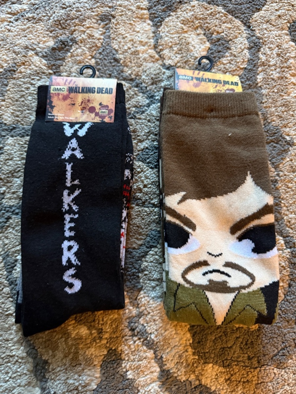 The Walking Dead Men's Crew Socks - Black & Brown Character Pairs